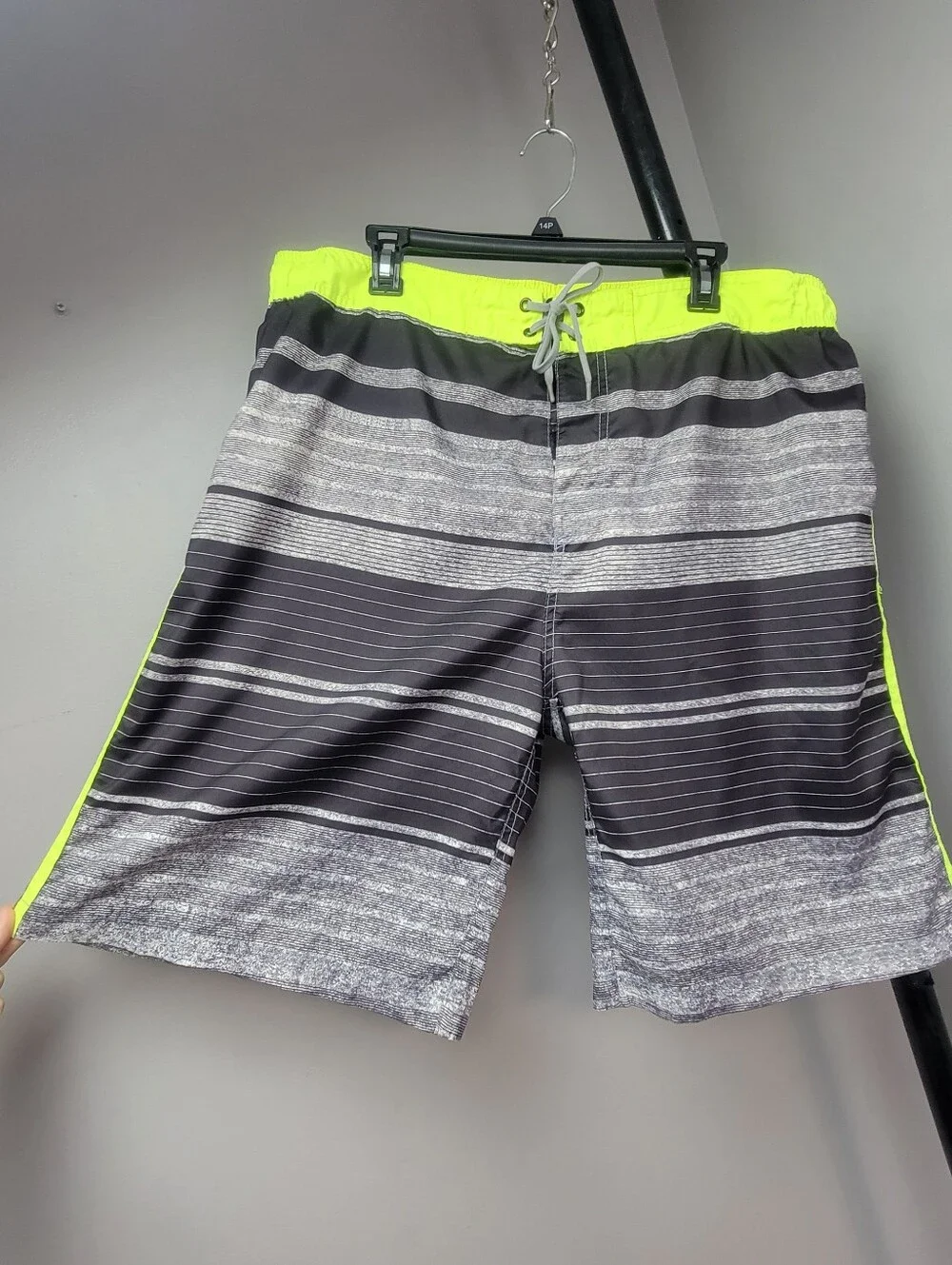 U.S.APPAREL Trunks Swim Pool Board Surf Shorts Black Gray YellowNeon Men Size XL
